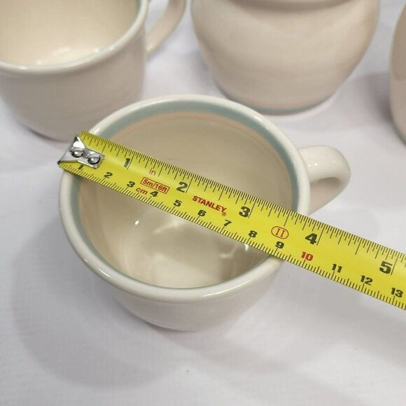 4pc Vtg Aura by Pfaltzgraff, Stoneware Cream Pitcher & Sugar Bowl + 2 teacups - Picture 4 of 9